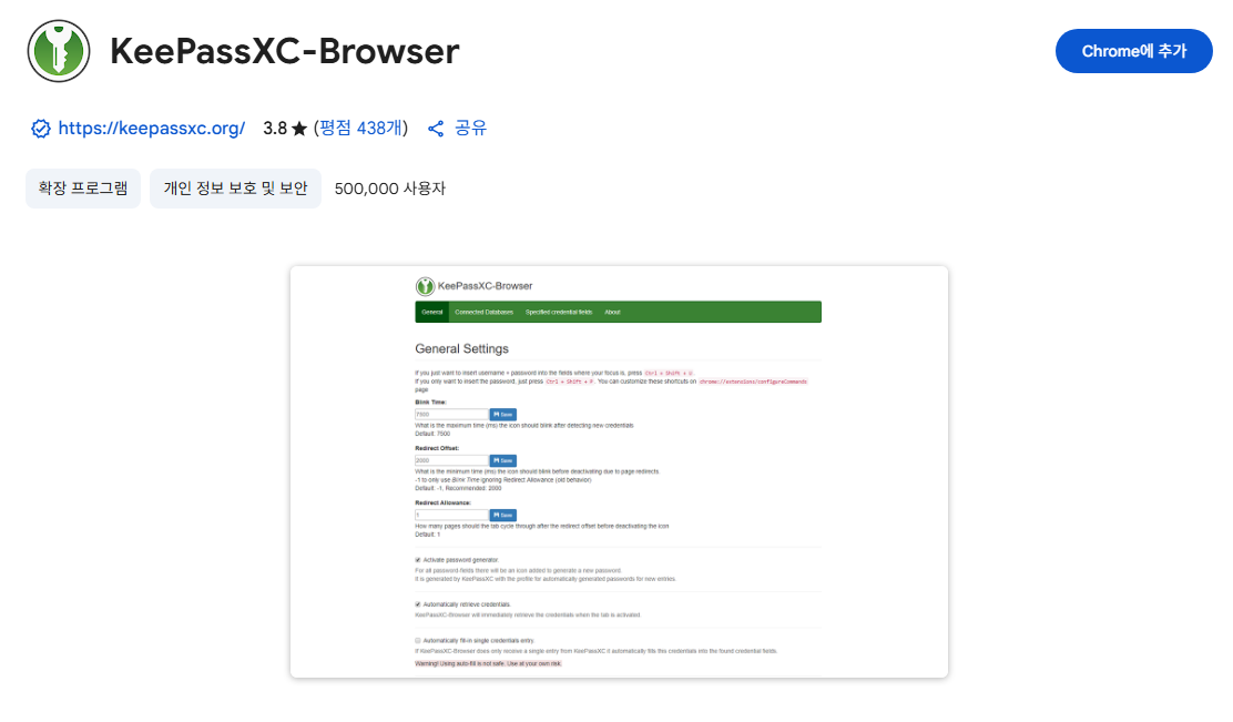 KeePassXC Extension in Chrome Web Store