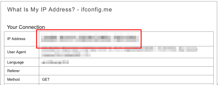 Checking public IP address on ifconfig.me website