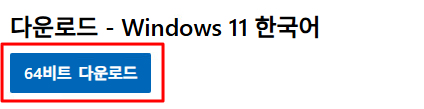 Windows 11 64-bit Download Button Screen
