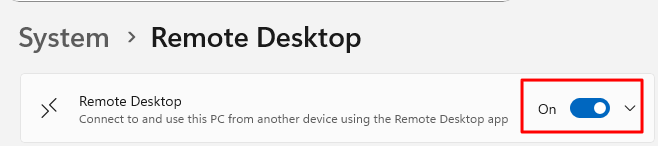 Enabling Remote Desktop in Windows 11 System Settings