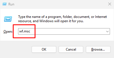 Opening Windows Firewall via Run dialog