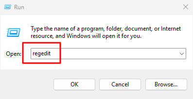 Opening Registry Editor via Run dialog